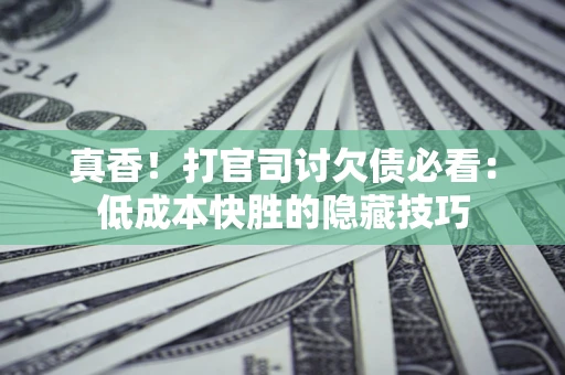 武汉真香！打官司讨欠债必看：低成本快胜的隐藏技巧